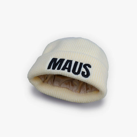 MAUS Beanie in Gelb, haarschonend durch Satin-Innenfutter by Dejan Garz